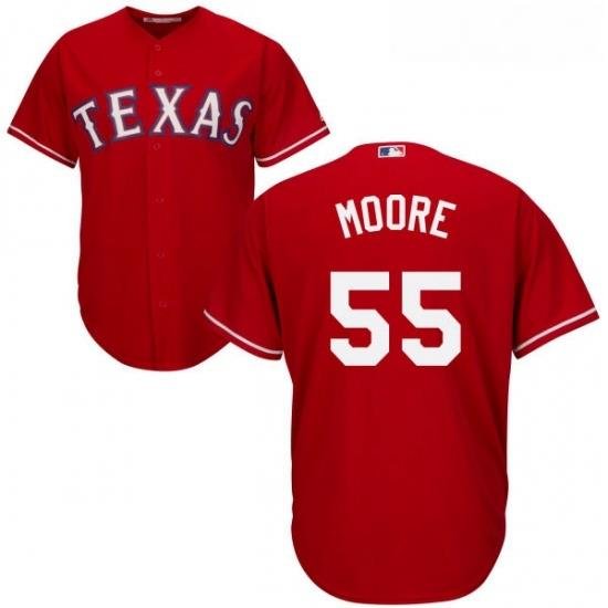 Youth Majestic Texas Rangers 55 Matt Moore Replica Red Alternate Cool Base MLB Jersey