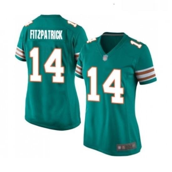 Womens Miami Dolphins 14 Ryan Fitzpatrick Game Aqua Green Alternate Football Jersey