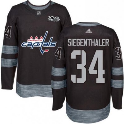 Mens Adidas Washington Capitals 34 Jonas Siegenthaler Premier Black 1917 2017 100th Anniversary NHL Jersey