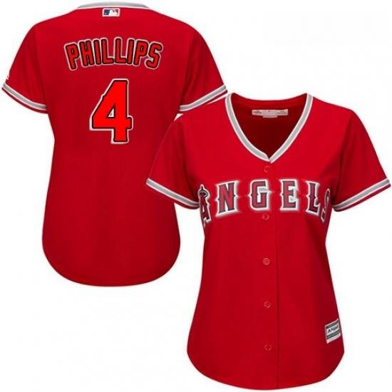 Womens Majestic Los Angeles Angels of Anaheim 4 Brandon Phillips Replica Red Alternate MLB Jersey