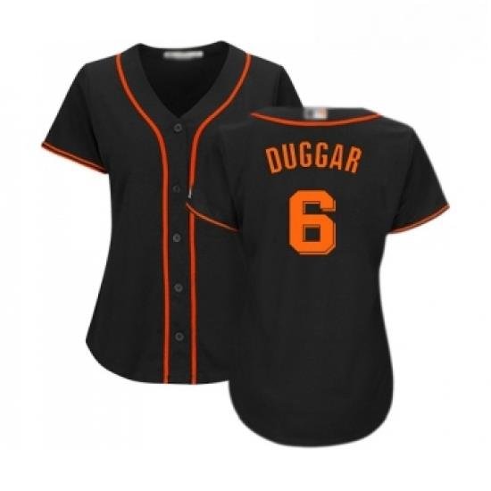 Womens San Francisco Giants 6 Steven Duggar Replica Black Alternate Cool Base Baseball Jersey