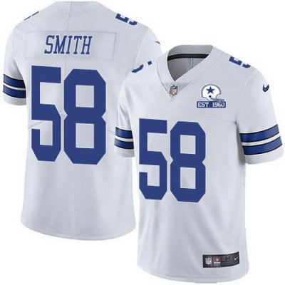 Nike Cowboys 58 Aldon Smith White Men Stitched With Established In 1960 Patch NFL Vapor Untouchable Limited Jersey