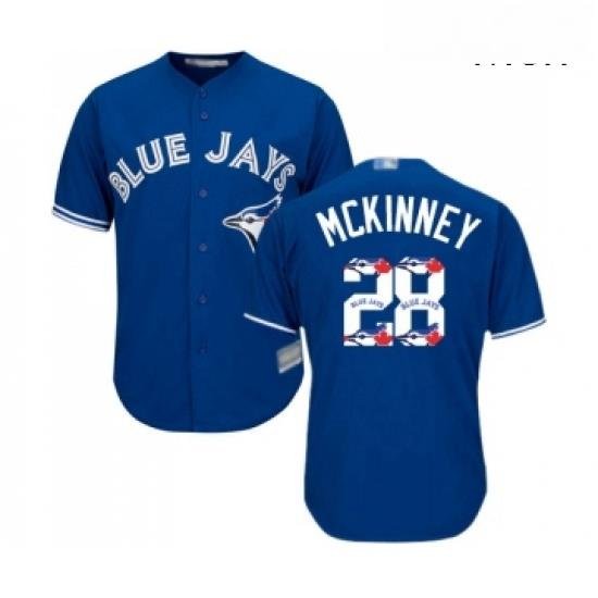 Mens Toronto Blue Jays 28 Billy McKinney Authentic Blue Team Logo Fashion Baseball Jersey