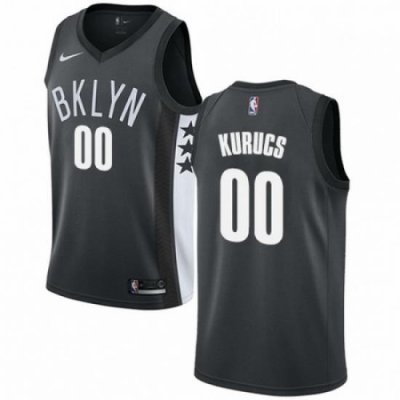 Mens Nike Brooklyn Nets 00 Rodions Kurucs Swingman Gray NBA Jersey Statement Edition