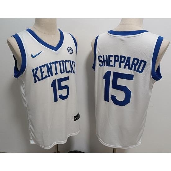 Men Kentucky Wildcats #15 Reed Sheppard White Stitched NCAA Jersey