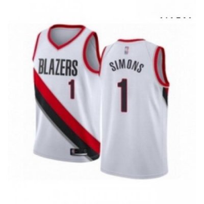 Mens Portland Trail Blazers 1 Anfernee Simons Authentic White Basketball Jersey Association Edition