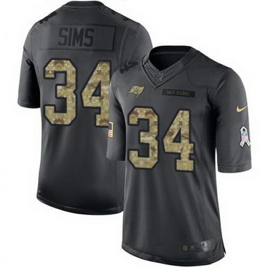 Nike Buccaneers #34 Charles Sims Black Mens Stitched NFL Limited 2016 Salute to Service Jersey