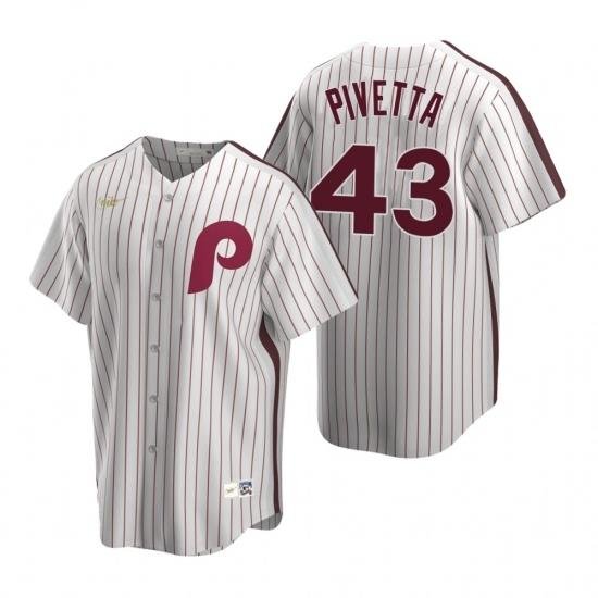 Mens Nike Philadelphia Phillies 43 Nick Pivetta White CooperstoWn Collection Home Stitched Baseball Jersey