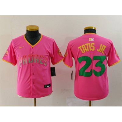 Youth San Diego Padres 23 Fernando Tatis Jr  Pink Stitched Baseball Jersey