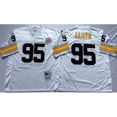 Men Pittsburgh Steelers 95 Greg Lloyd White M&N Throwback Jersey