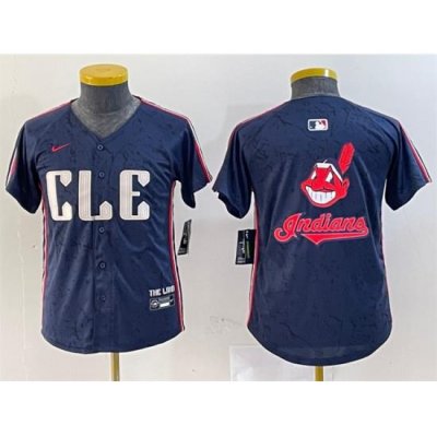 Youth Cleveland Guardians Team Big Logo Navy 2024 City Connect Stitched Baseball Jersey