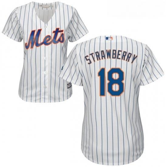 Womens Majestic New York Mets 18 Darryl Strawberry Authentic White Home Cool Base MLB Jersey