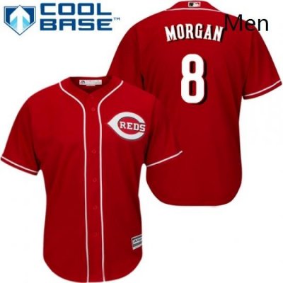 Mens Majestic Cincinnati Reds 8 Joe Morgan Replica Red Alternate Cool Base MLB Jersey