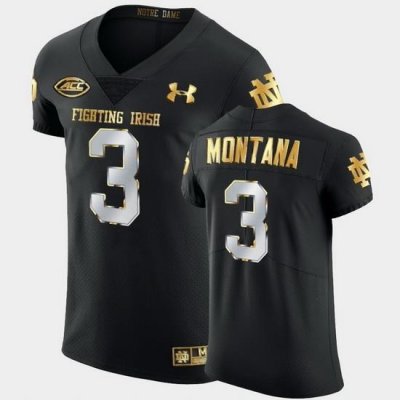 Men Notre Dame Fighting Irish Joe Montana Golden Edition Black Authentic Jersey