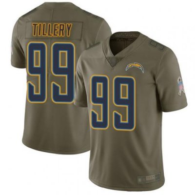 Chargers 99 Jerry Tillery Olive Youth Stitched Football Limited 2017 Salute to Service Jersey