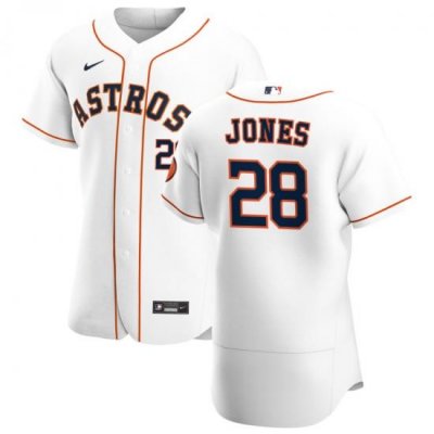 Men Houston Astros 28 Taylor Jones Men Nike White Home 2020 Flex Base Player MLB Jersey