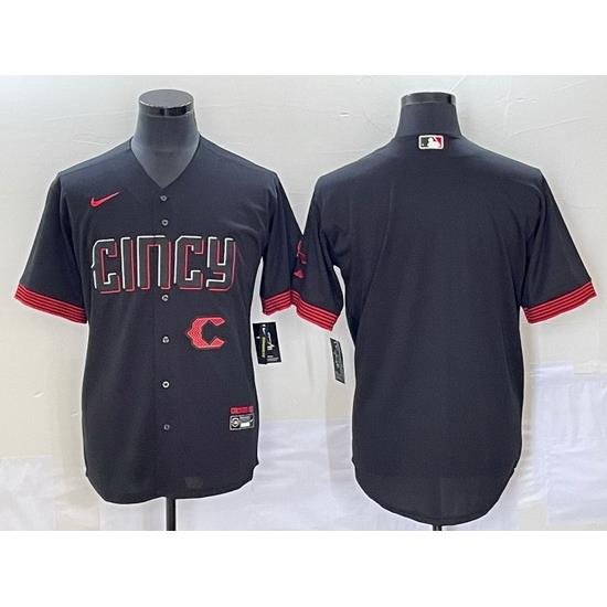 Men Cincinnati Reds Blank Black 2023 City Connect With Patch Stitched Jersey