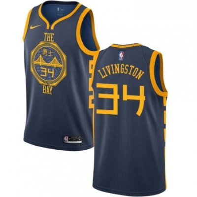 Youth Nike Golden State Warriors 34 Shaun Livingston Swingman Navy Blue NBA Jersey City Edition