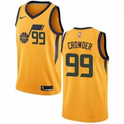 Youth Nike Utah Jazz 99 Jae Crowder Authentic Gold NBA Jersey Statement Edition