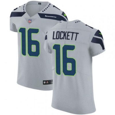 Nike SeahaWks #16 Tyler Lockett Grey Alternate Mens Stitched NFL Vapor Untouchable Elite Jersey