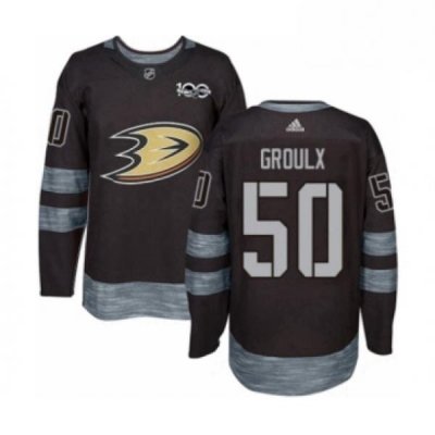 Mens Adidas Anaheim Ducks 50 Benoit Olivier Groulx Authentic Black 1917 2017 100th Anniversary NHL Jersey