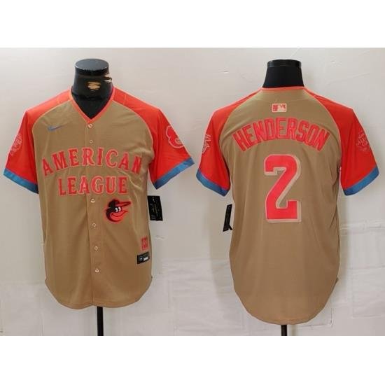 Men American League 2 Gunnar Henderson Cream 2024 All Star Elite Stitched Baseball Jersey 4