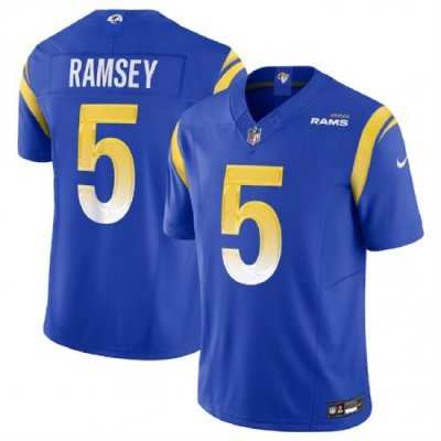 Men Los Angeles Rams 5 Jalen Ramsey Blue 2023 F U S E  Vapor Untouchable Limited Stitched Football Jersey