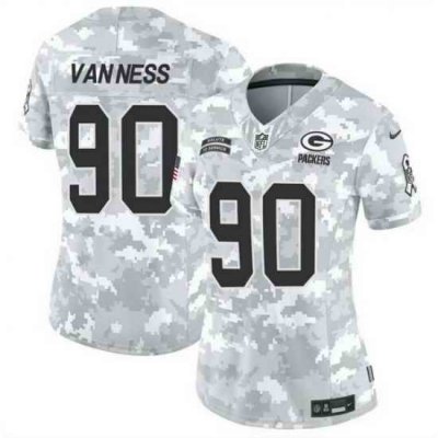 Women Green Bay Packers 90 Lukas Van Ness 2024 F U S E Arctic Camo Salute To Service Limited Stitched Football Jersey