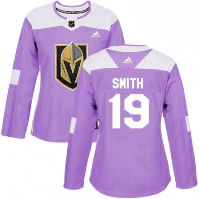 Womens Adidas Vegas Golden Knights 19 Reilly Smith Authentic Purple Fights Cancer Practice NHL Jersey