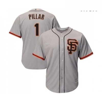 Mens San Francisco Giants 1 Kevin Pillar Replica Grey Road 2 Cool Base Baseball Jersey