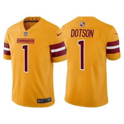 Men Washington Commanders 1 Jahan Dotson Gold Vapor Untouchable Stitched Football Jersey