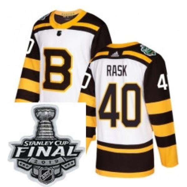 Mens Adidas Boston Bruins 40 Tuukka Rask Authentic White 2019 Winter Classic NHL Jersey