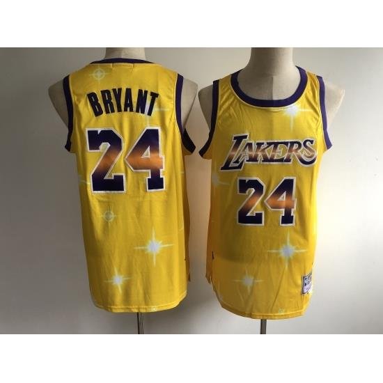 Men's Los Angeles Lakers #24 Kobe Bryant Yellow Hwc Starry Jersey