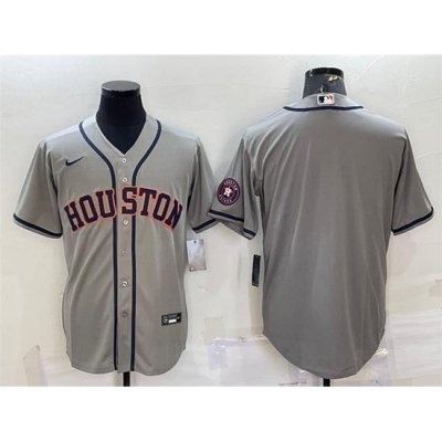 Men Houston Astros Blank Grey With Patch Cool Base Stitched Jersey