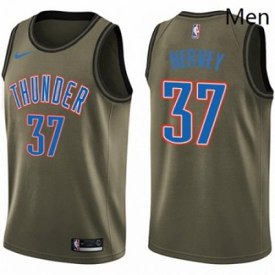 Mens Nike Oklahoma City Thunder 37 Kevin Hervey Swingman Green Salute to Service NBA Jersey