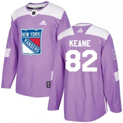 Mens Adidas New York Rangers 82 Joey Keane Authentic Purple Fights Cancer Practice NHL Jersey