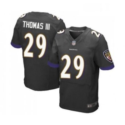 Mens Baltimore Ravens 29 Earl Thomas III Elite Black Alternate Football Jersey