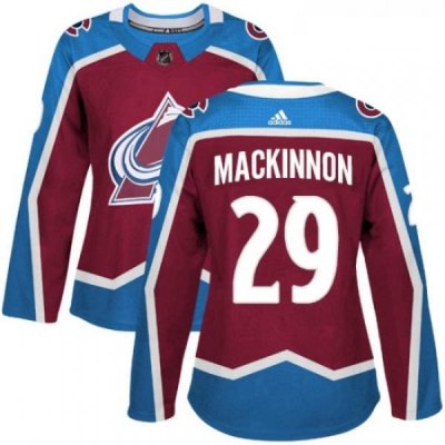 Womens Adidas Colorado Avalanche 29 Nathan MacKinnon Premier Burgundy Red Home NHL Jersey