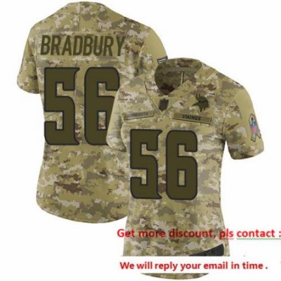 Vikings 56 Garrett Bradbury Camo Women Stitched Football Limited 2018 Salute to Service Jersey