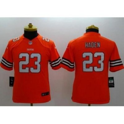 Youth Nike Cleveland Browns #23 Joe Haden Orange Alternate Stitched NFL Limited Jersey