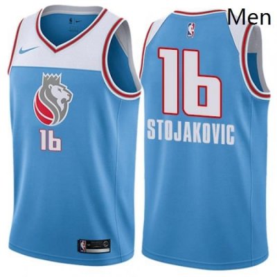 Mens Nike Sacramento Kings 16 Peja Stojakovic Authentic Blue NBA Jersey City Edition