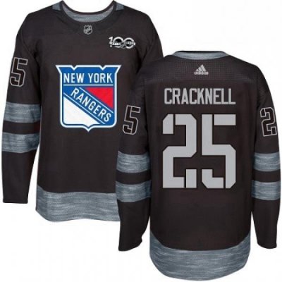 Mens Adidas New York Rangers 25 Adam Cracknell Authentic Black 1917 2017 100th Anniversary NHL Jersey