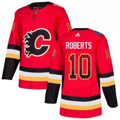 Mens Adidas Calgary Flames 10 Gary Roberts Authentic Red Drift Fashion NHL Jersey