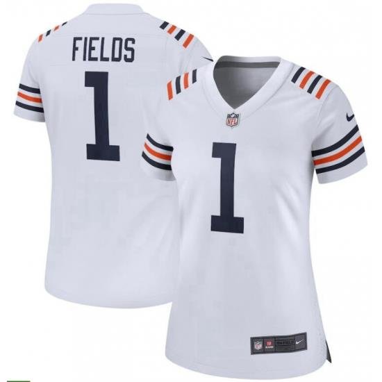 Women Nike Justin Fields White Chicago Bears 2021 NFL Draft First Round Pick Alternate Classic Game Jersey