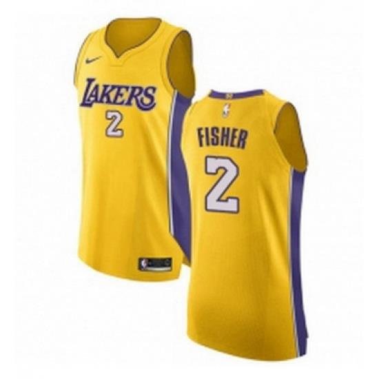 Womens Nike Los Angeles Lakers 2 Derek Fisher Authentic Gold Home NBA Jersey Icon Edition