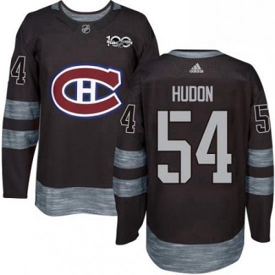 Mens Adidas Montreal Canadiens 54 Charles Hudon Authentic Black 1917 2017 100th Anniversary NHL Jersey