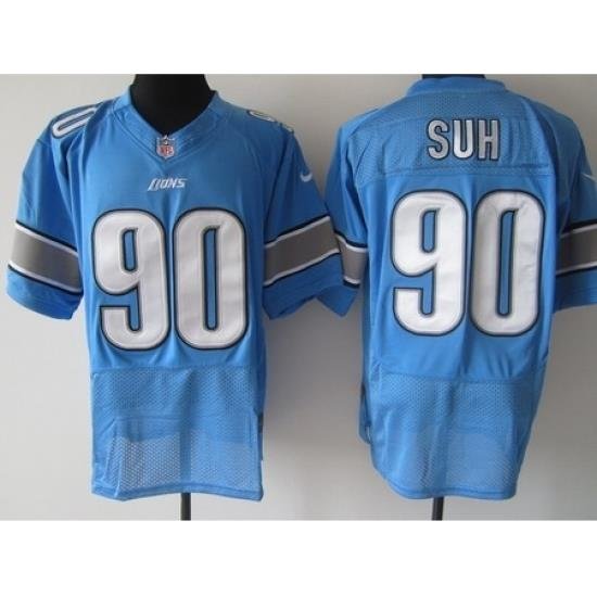 Nike Detroit Lions 90 Ndamukong Suh Blue Elite NFL Jersey