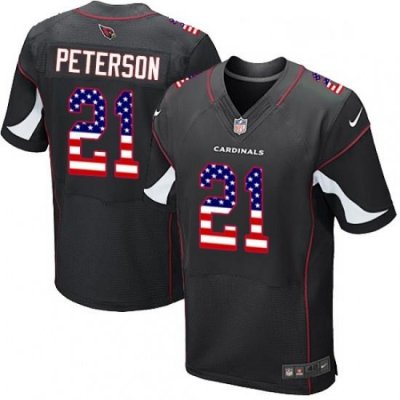 Men Nike Arizona Cardinals 21 Patrick Peterson Elite Black Alternate USA Flag Fashion NFL Jersey