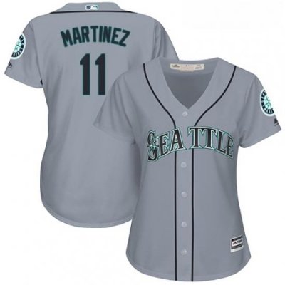 Womens Majestic Seattle Mariners 11 Edgar Martinez Authentic Grey Road Cool Base MLB Jersey