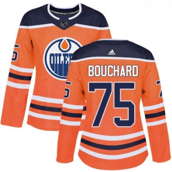 Womens Adidas Edmonton Oilers 75 Evan Bouchard Authentic Orange Home NHL Jersey